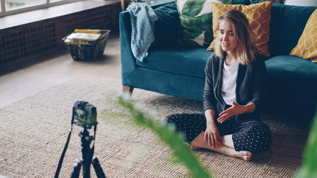 content creator filming at home