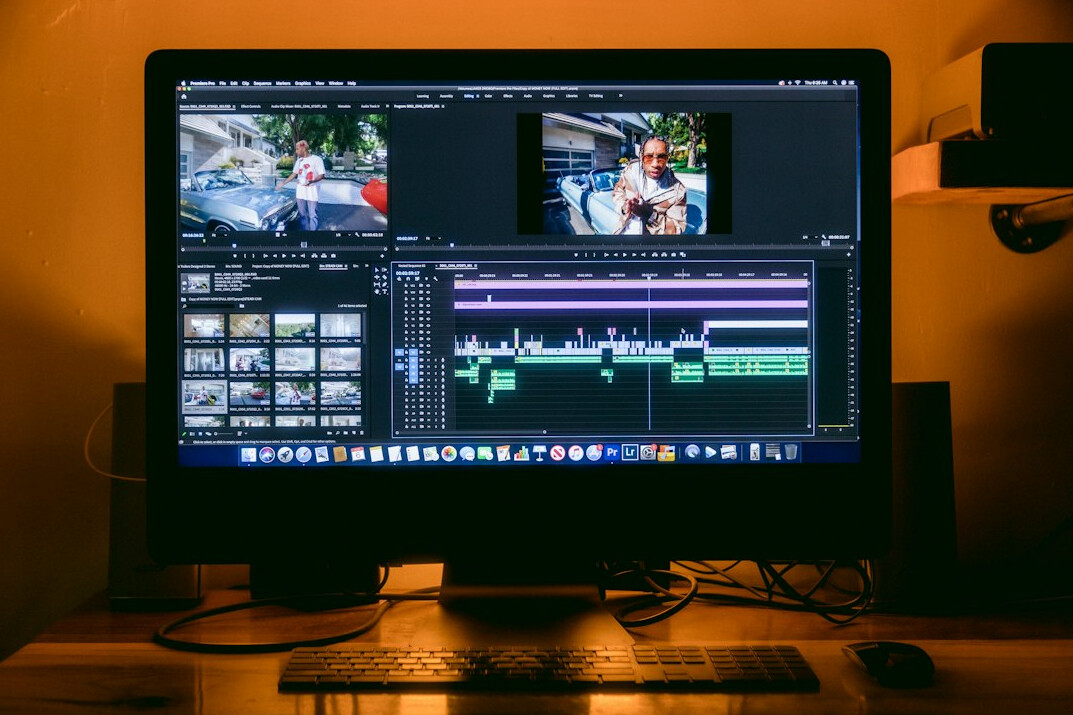video editor at computer